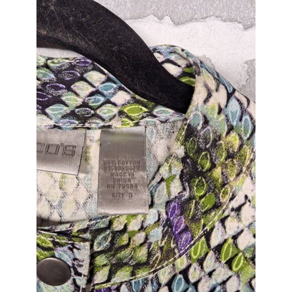 Colorful Snakeskin Print Women's Jacket Front Zipper Chest Pockets Size M‎ - Picture 10 of 12